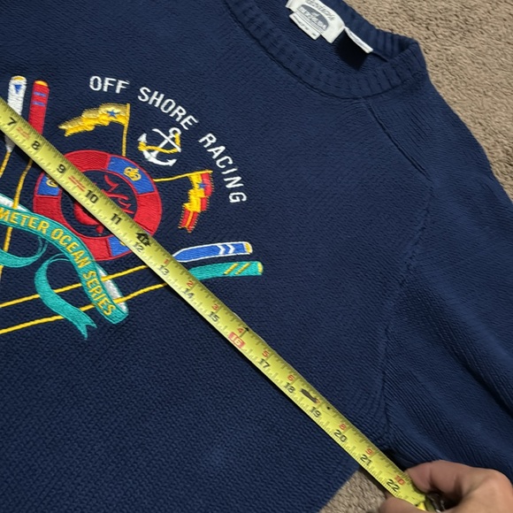Vintage Nautical Vibes Crew Neck Cotton Sweater-Sz Adult M-Blue-EUC - Picture 16 of 16